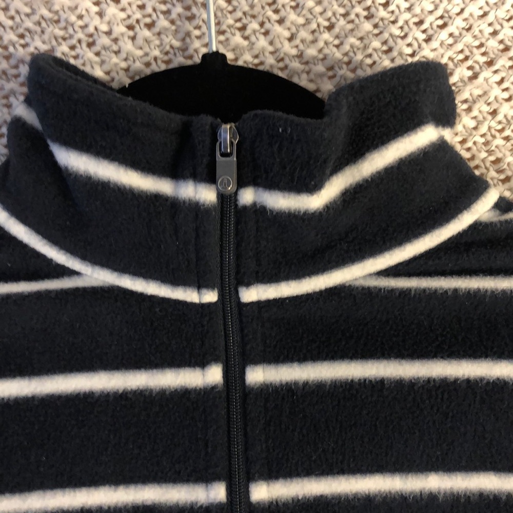 Land’s End Blue & White striped fleece quarter zip - Picture 2 of 6